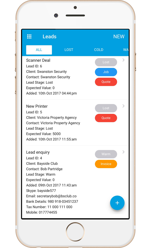 Formitize Sales pipeline on Phone