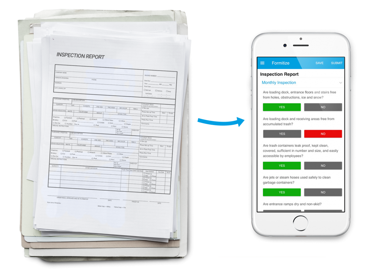 inpection report to paperless app in Formitize